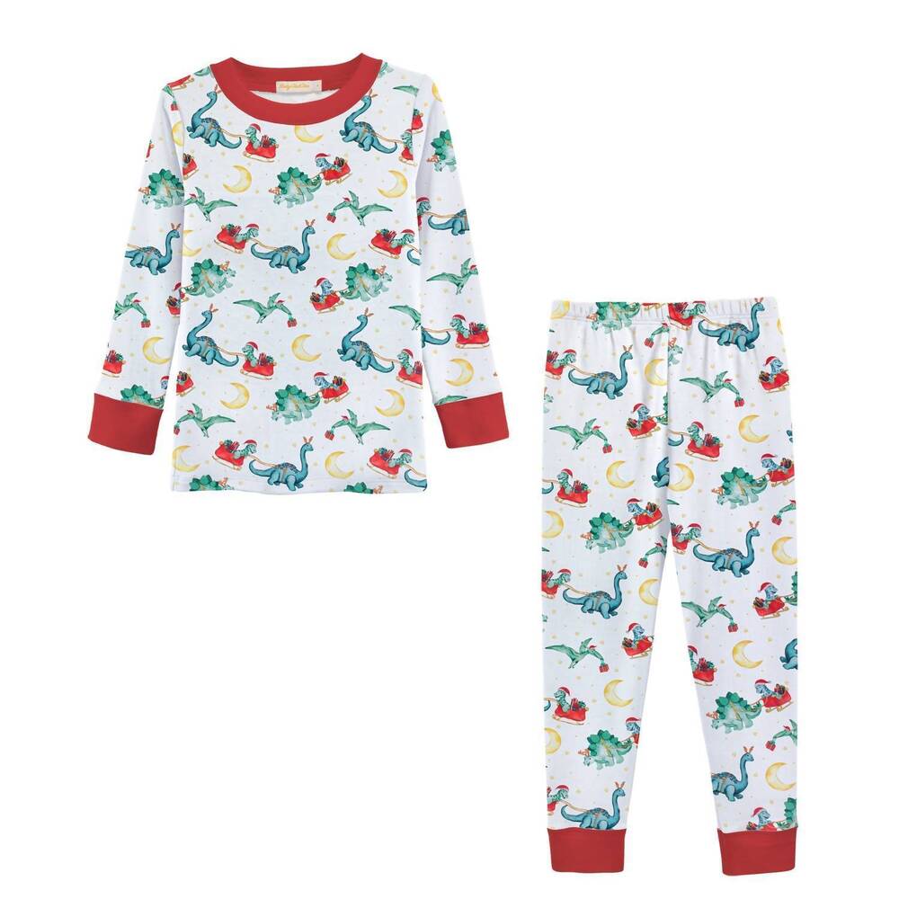 NEW BABY CLUB CHIC boy's dino clause printed kid pajama set in white